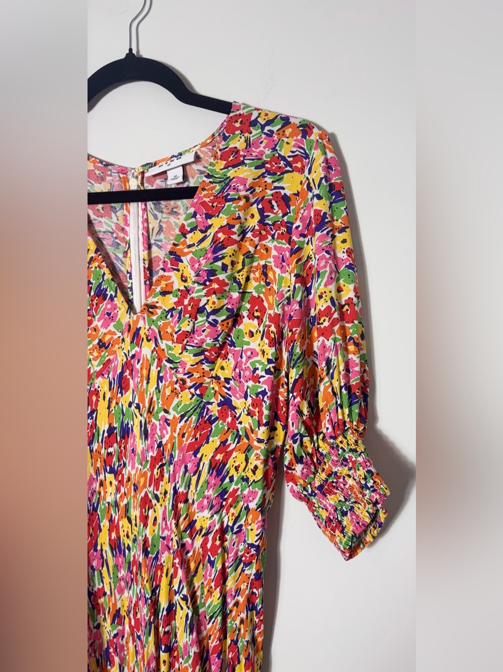 Rixo for Target Floral Multicolor Maxi Dress V-Neck Puff Sleeve Size 10 - Picture 4 of 5